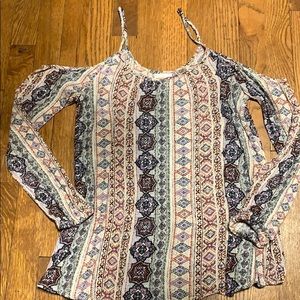 Aztec Print Cold Shoulder Top